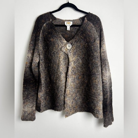 Vintage Talbots Brown Ombre Wool Mohair Blend Lagenlook Artsy Open Sweater Sz L - Picture 1 of 11
